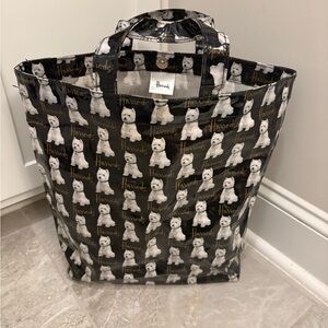 Harrods Black Tote Bag with Westie Dog Print